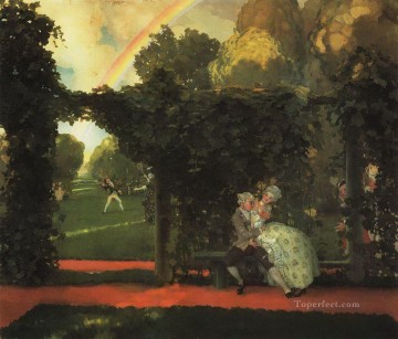 the laughed kiss 1909 Konstantin Somov sexual naked nude Oil Paintings
